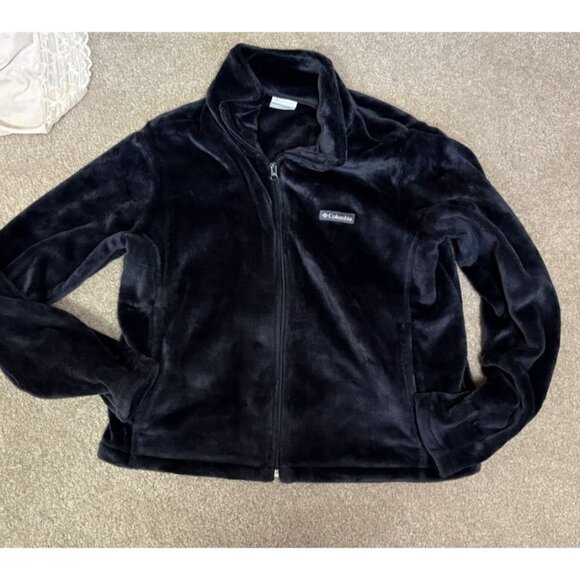 Columbia Jacket Women’s XL Black Full Zip Soft Plush With Pockets - Picture 1 of 6